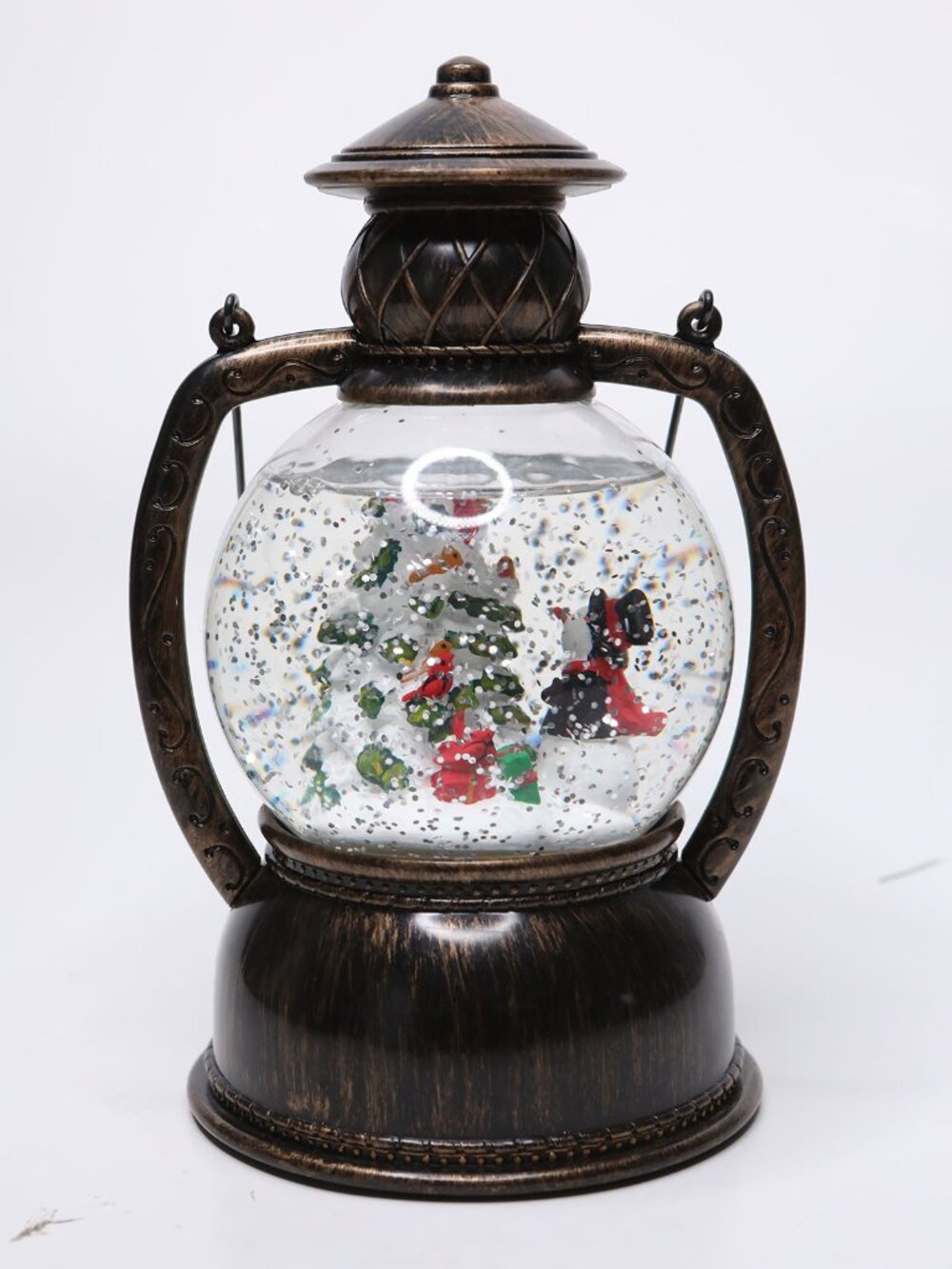 Christmas Snowman Lantern Snow Globe Electric Light Up Glitter Holiday Decor